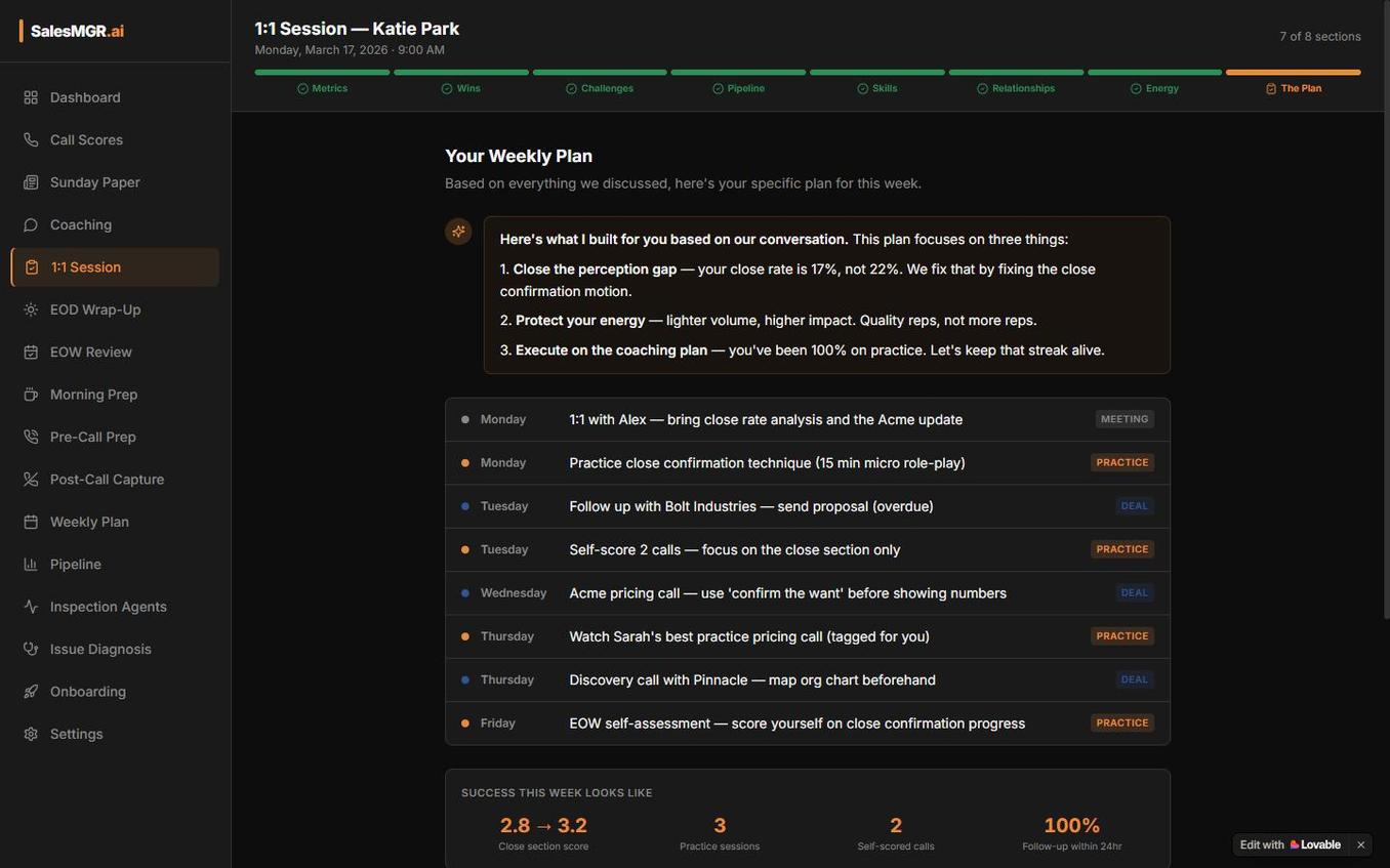 1:1 session builder